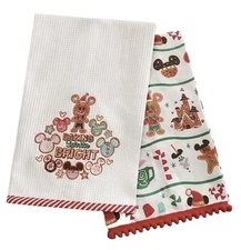 Disney Parks Mickey Gingerbread Kitchen Towel Set 2020 Holiday Cheer Collection