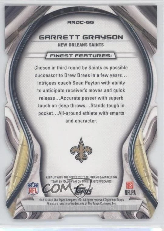 2015 Topps Finest Atomic Rookie Die-Cuts Gold Refractor /199 Garrett Grayson RC - Image 2 of 2