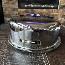 VINTAGE LATA 1950. KROMEX POKROWIEC NA CIASTO KOPUŁA OSZCZĘDZAJĄCA z ORYGINALNYM SZKLANYM TALERZEM - CZARNY