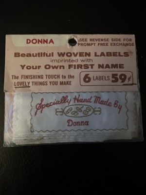 VTG Personalized Sew in Woven Labels Specially Hand Made By DONNA Set of 6