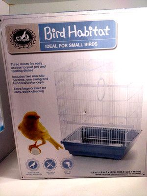 Bird Cage Pet Champion 15'' Small Habitat /Flat Roof, White/Blue Easy To Clean