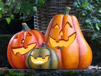 "Garten Deko Figur KüRbistrio \"Smile\", Herbst Halloween KüRbis Windlicht Laterne"