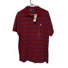 Chaps Size Large Red Blue Striped Polo Shirts New