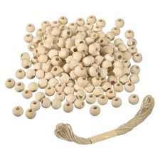 200Pcs Wooden Beads, 12mm/0.5inch Natural Color Ball Spacer Bead 3mm Hole