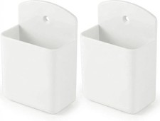 2 Pack White Remote Control Holder, Self adhesive Wall Mount Storage Box for TV