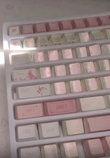 Pink Gradient Iridescent Cherry Profile ABS Keycaps for Mechanical Keyboard