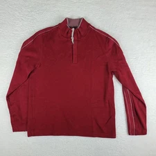 BOSS Hugo Boss Sweater Mens Large Red Piceno 01 Quarter Button Zip Sweatshirt