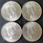 Lot of Four 1923 $1 Peace Silver Dollars