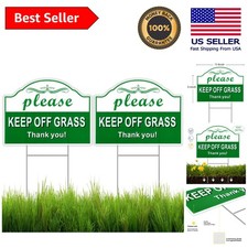 Outdoor Keep Off Grass Sign Set - 2 Durable Signs with H-Stakes 12.6"x9.4"