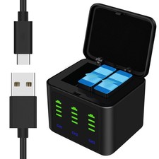 2-Pack Hero 11 Battery 3-Channel Charging Station for GoPro Hero 11 10 9 Black