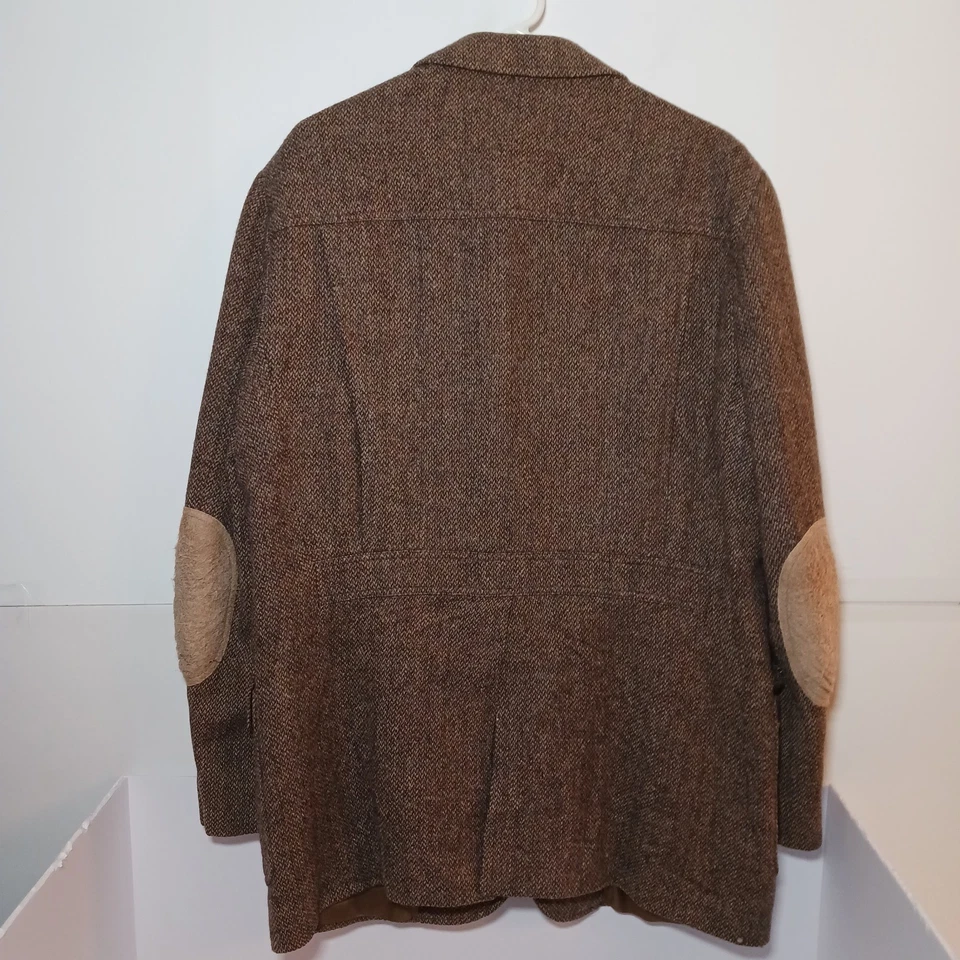 Abrigo Deportivo Pendleton Años 70 De Colección Lana Virgen Para Hombre 46L Marrón Tweed Espiga Foto 3 de 4