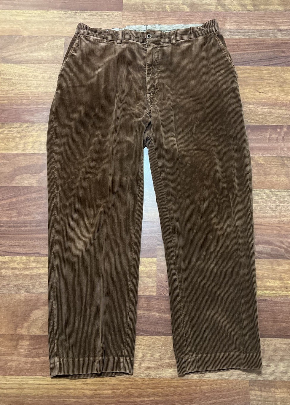 VTG Polo Ralph Lauren Corduroy Pants Mens 36x32 Brown Flat Front Preppy