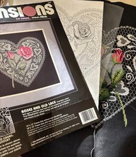 Vtg Dimensions No Count Cross Stitch Kit "Roses and Old Lace" 3949 Lenox Started
