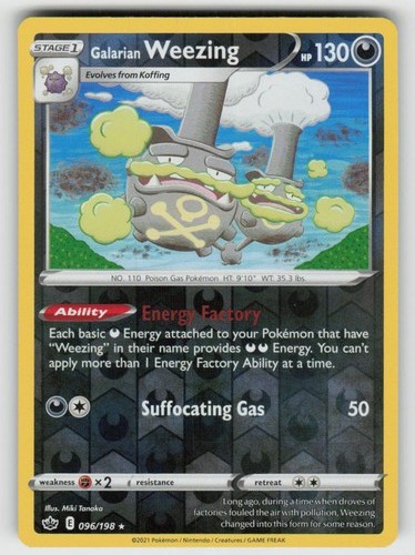Reverse Holo Galarian Weezing 096/198 Rare Chilling Reign Near Mint