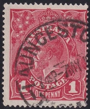 AUST KGV 1d RED SWMk.  'DIE 2'. ROUGH PAPER. DATED. USED. (M711)