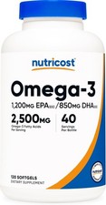Nutricost Omega 3 Fish Oil -2500MG, 120 Softgels 40 Serv -Non-GMO, Gluten Free