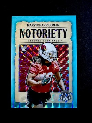 2024 Panini Mosaic Marvin Harrison Jr. Notoriety Rookie Blue Fluorescent  /15 RC