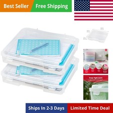 Board Game Storage Craft Organizer Box with Snap-Tight Latch Lid, 2-Pack Port...