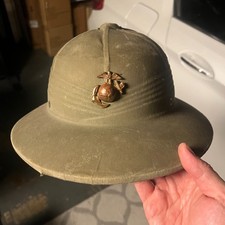 WWII USMC Marine Corps Hawley Pith or Sun Helmet w/EGA  and Contract No.