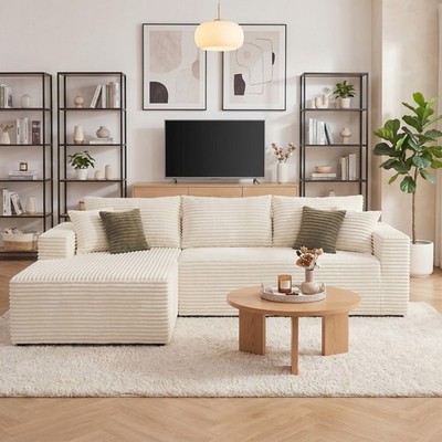 108'' Modular Sectional Cloud Couch with Oversized Boneless Chaise Couch L-Shape