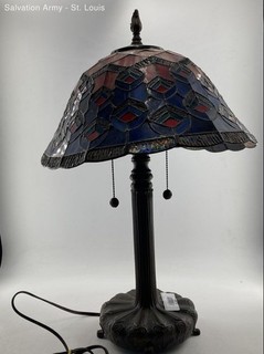 Multicolor Stained Glass Round Shade Home Decorative Electric Corded Table Lamp