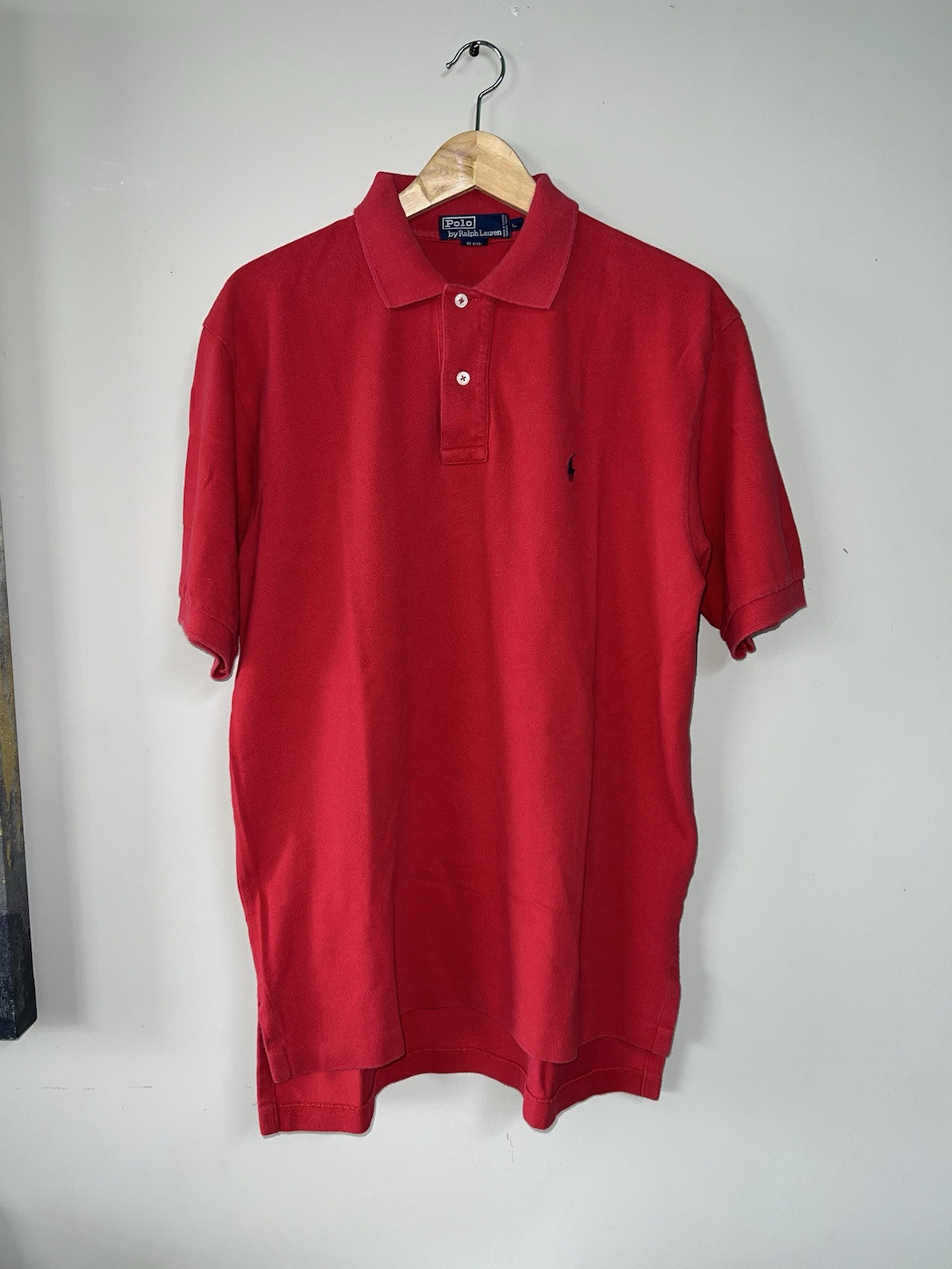 Polo Ralph Lauren manica corta rossa camicia colletto uomo grande vintage pony