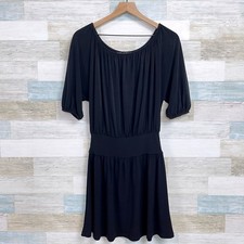 Express Drop Waist Off The Shoulder Jersey Knit Dress Black Stretch Womens XS