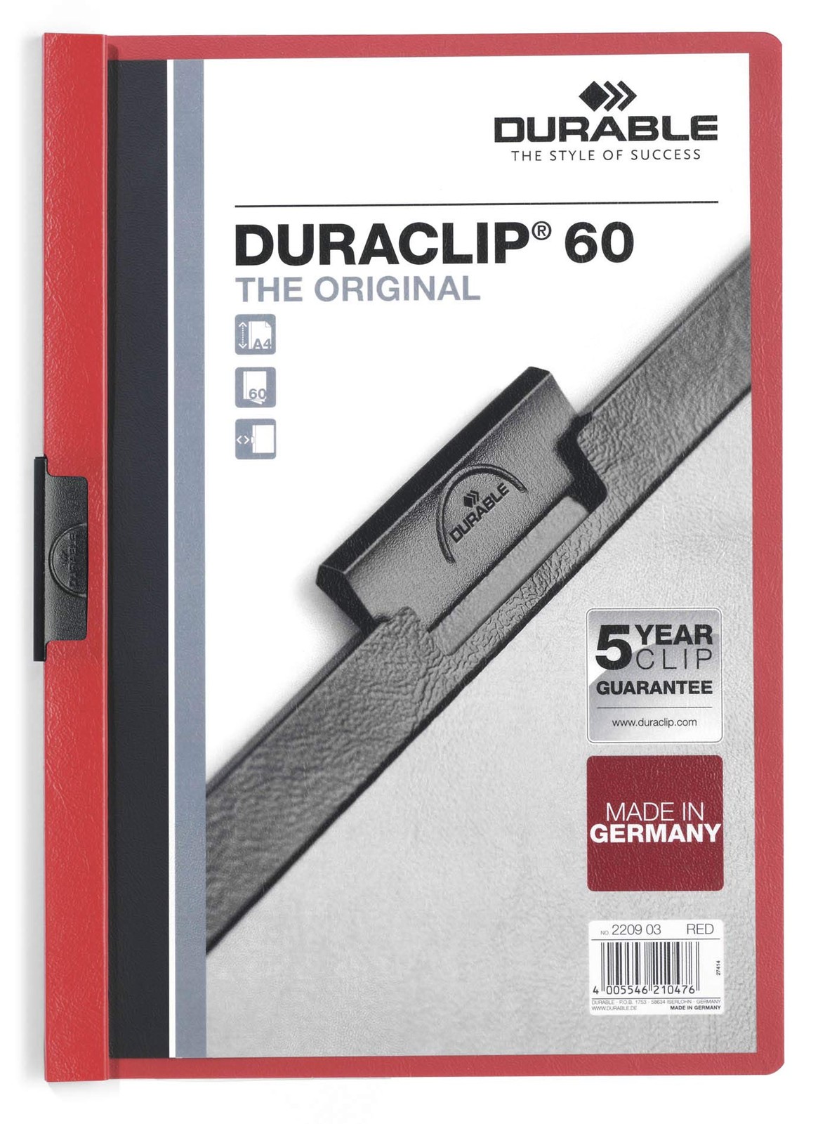 Durable DURAClip 60 A4 Clip Folder   Holds Up to 60 Sheets of A4 Paper   Robust