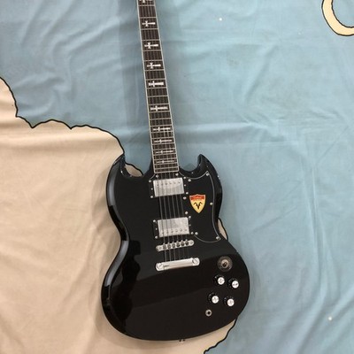 Standard 6-string SG electric guitar with cross-hatch inlay, mahogany body