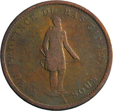 Lower Canada 1837  DEUX SOUS 1 Penny  Token  (05573)