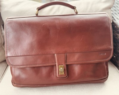 Vintage Hartmann Brown leather Briefcase messenger bag gold Hardware