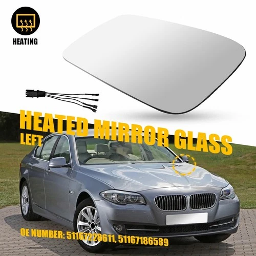 Driver Left Side Mirror Glass For 2010-2016 BMW 528i 535i 550i 4 Pin New