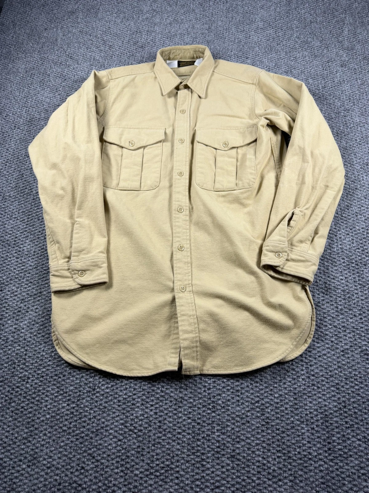 Eddie Bauer Shirt Mens LT Beige Flannel Long Sleeve Button Front Tall Outdoor