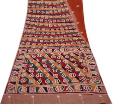 Sushila Vintage Multi-Color Saree Pure Cotton Batik Printed Soft Craft Fabric