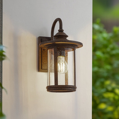 Lindby Außenwandleuchte Lampe Zayn Glas rostfarben IP23 Außenbeleuchtung