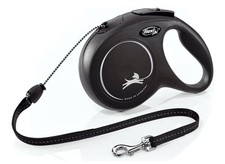 Flexi New Classic Medium 26ft Dog Leash for Dogs Up to 44lbs Black With Poop Bag