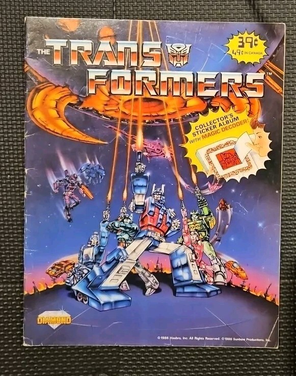 Transformers The Movie 1986 G1 Panini Diamond Hasbro Sticker Book 