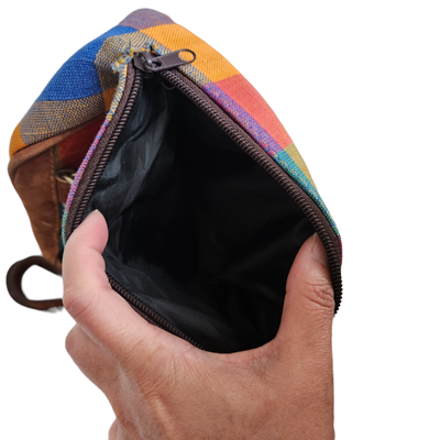 Cedano Leather Guatemala Loomed Backpack Shoulder Bag Check Plaid Boho Small Cedano Leather Guatemala Loomed Backpack Shoulder Bag Check  main image 4