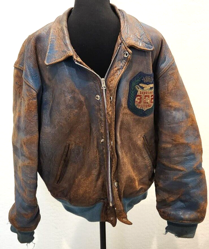 Vintage! Avirex Mohawks National Play Offs Baseball Lederjacke abgenutzt S ~XL - Bild 3 von 22