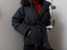 Nwt Mpg Black 500 Fill Power Puffy Jacket With Hood , Down & Feather Fill Sz S/p