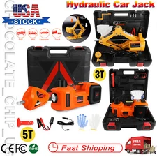 Electric 12V Car Jack 3/5Ton Floor Jack Lift w/ Impact Wrench Tire Inflator Pump