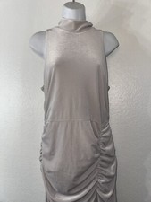 Express Maxi Dress Velvet Light Gray Runched Sides Halter Large