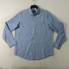 George Shirt Mens Large Blue Button Up Long Sleeve Pocket Office Casual Men 2089