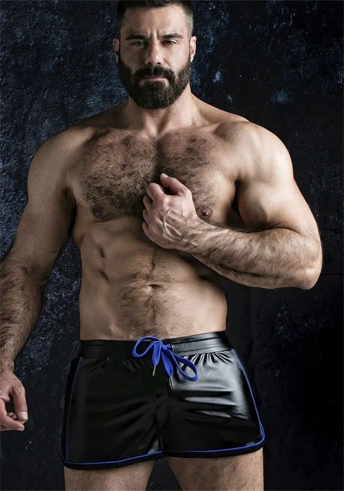 Homme Gay Fetish Soft V&eacute;ritable Mouton Cuir Shorts Clubwear Gym Boxer