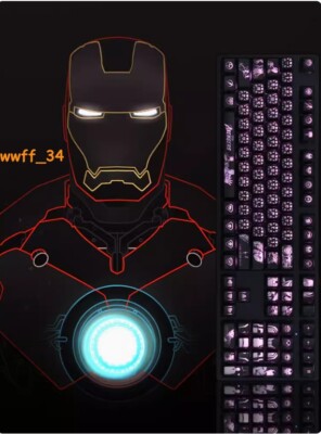 The Avengers Iron Man Keycap OEM RGB Transparent Keycaps for Mechanical Keyboard