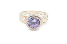 Sterling Silver 925 Pink Cubic Zirconia Ring Size 7 K6