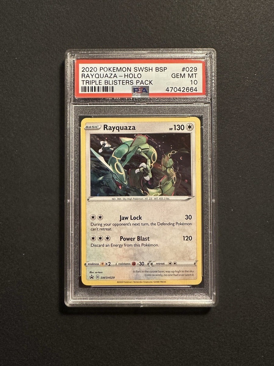 Rayquaza Holo SWSH029 Triple Blister Pack 2020 SWSH Gem Mint Rayquaza Holo SWSH029 Triple Blister Pack 2020 SWSH Gem Mint