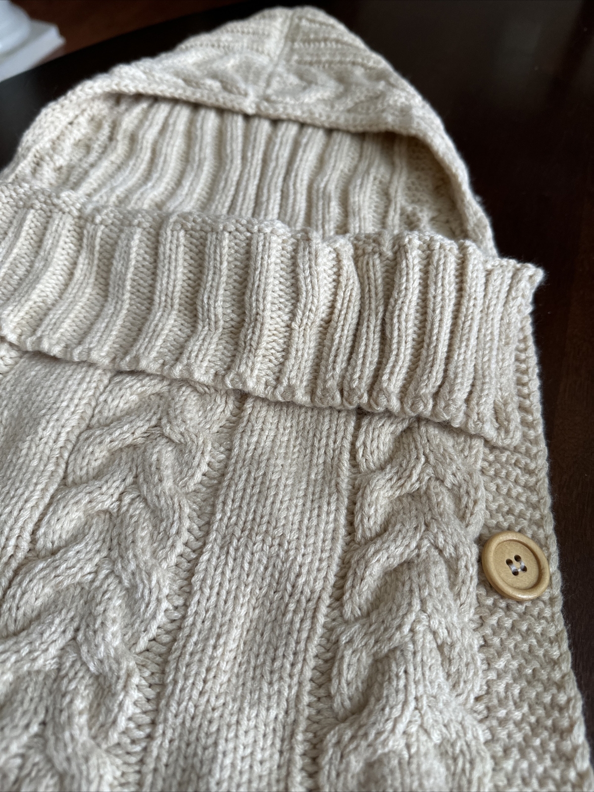 (M)Newborn Baby Wrap Swaddle Blanket Knit Sleeping Bag 06 months beige