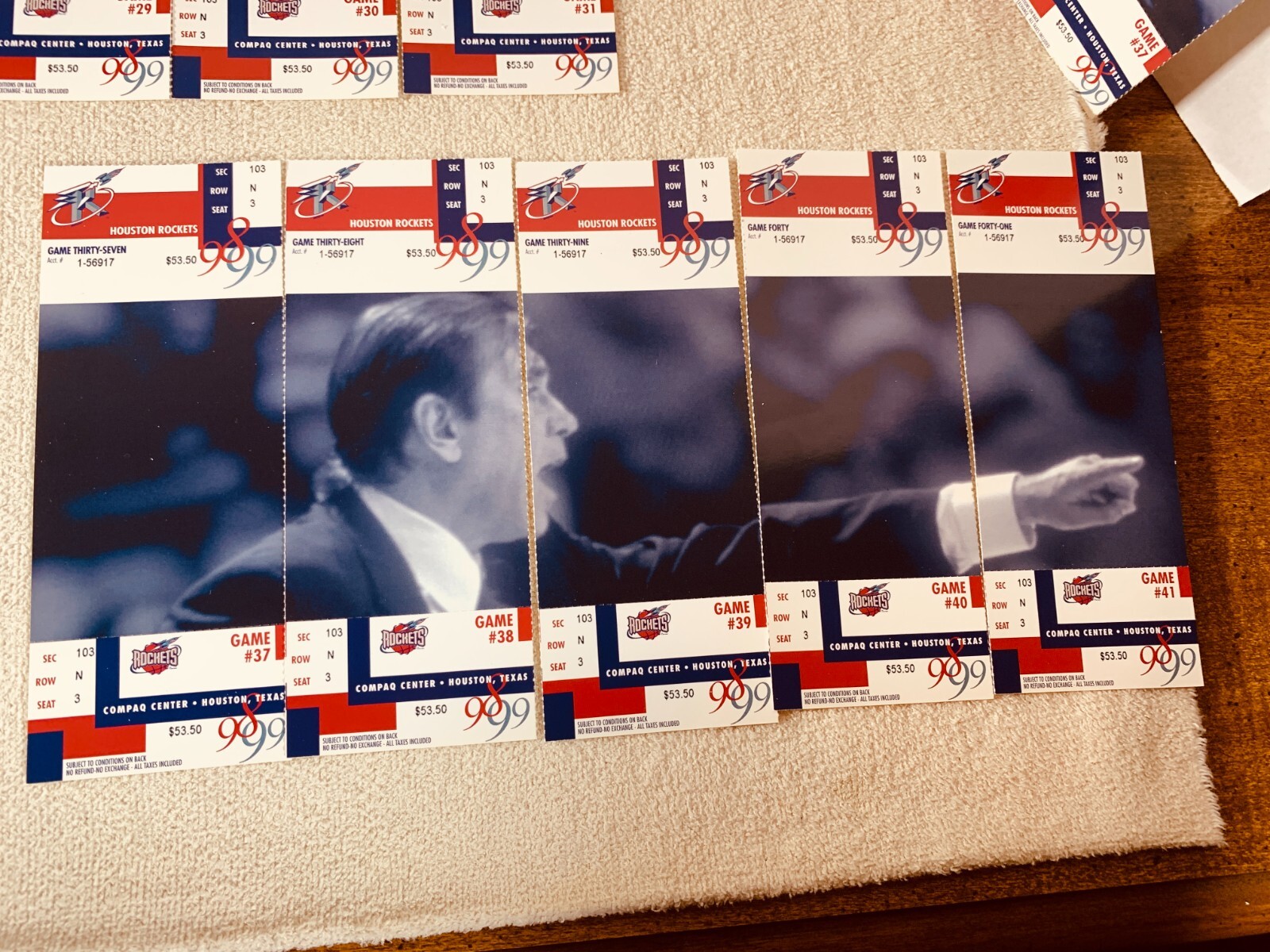 NBA HOUSTON ROCKETS 98/99 SEASON TICKET STUBS3 PICTURE SET16 TICKETS