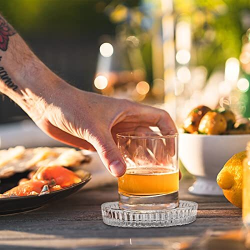 JUXYES 8-Pack Clear Glass Coasters With Raised Border - Heat Resistant Round Drink Mats For Table Protection - View #12